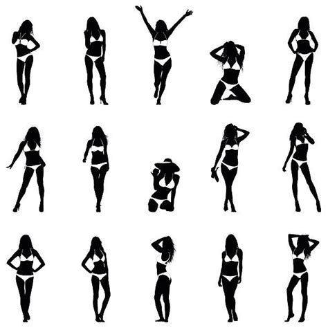 Silhouette Of Pin Up Modeling Poses Illustrations Royalty Free Vector