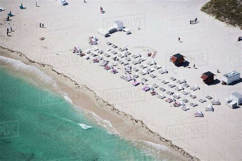 Usa Florida Miami Aerial View Of Sandy Beach Stock Photo Dissolve