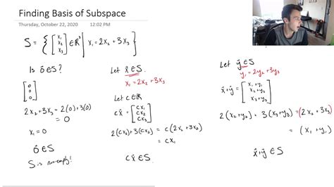 How To Find The Basis Of A Subspace Youtube