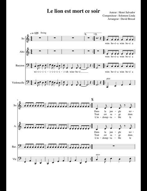 Le_lion_est_mort_ce_soir sheet music for Voice, Cello download free in