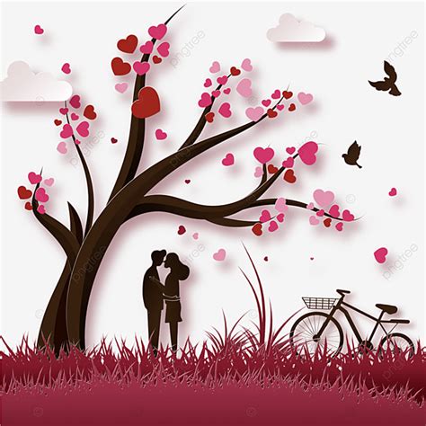 Couple Under Tree Silhouette Transparent Background Couple Kiss Under