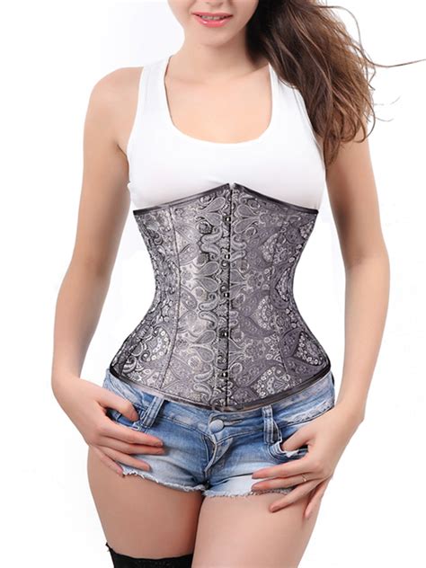 lelinta lelinta women waist training underbust corset busiter vintage jacquard pattern waist