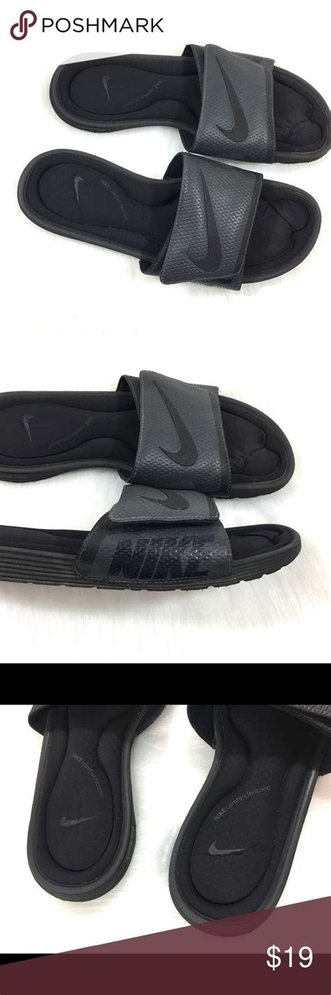Nike Velcro Comfort Footbed Slides Size 13 Black Nikes Nike Velcro