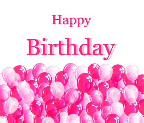 Premium Vector Happy Birthday Greeting Card Pink Balloons Confetti
