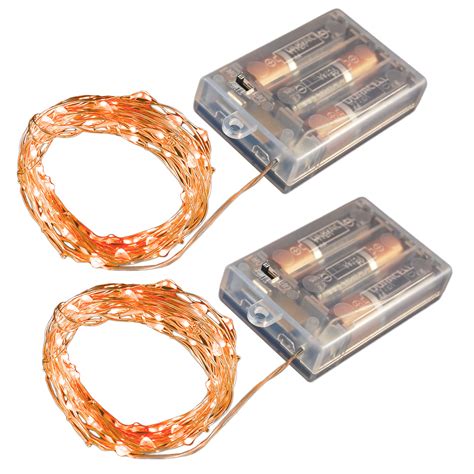 Battery Operated Orange Fairy String Lights Set Of Two