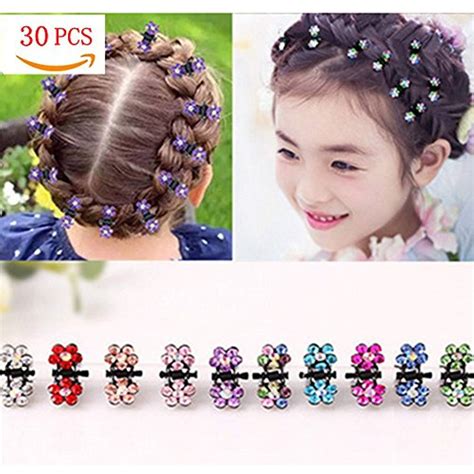 30pcs Hair Claw Clips For Little Girlscrystal Rhinestone Mix Colored