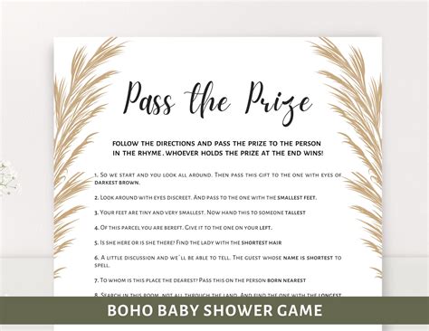 Game Pass The Prize Baby Shower Games Pass The T Poem Etsy