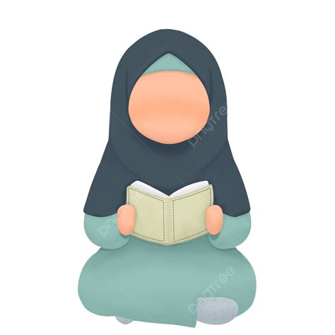 Muslim Woman Cartoon Reading Quran Cute Cartoon Reading Quran