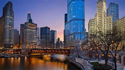 Chicago Skyline Night Wall Resolution Illinois Paper