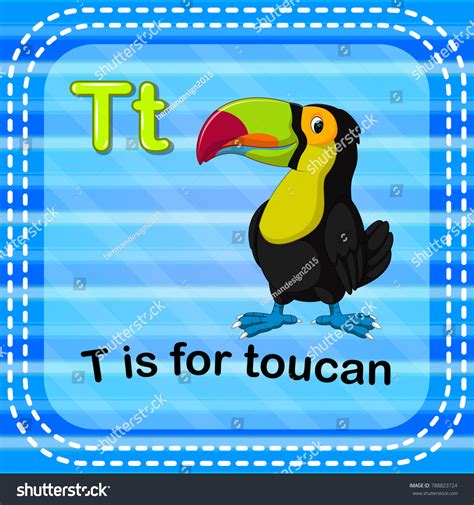 Vector Illustration Flashcard Letter T Toucan เวกเตอร์สต็อก ปลอดค่า