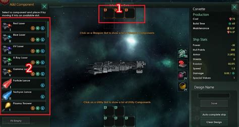 Ingame, a weapon has the following stats: Ship designer | Fleet - Stellaris Game Guide | gamepressure.com
