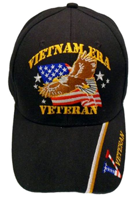 Vietnam Era Veteran Baseball Cap Black Military Hat Vet With Eagle Ame