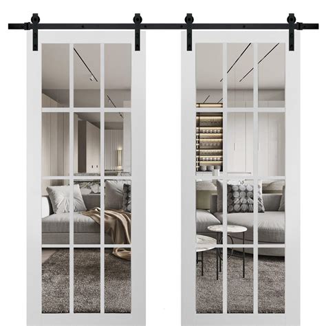 Buy Sturdy Double Barn Door 72 X 96 Inches With Clear Glass 12 Lites