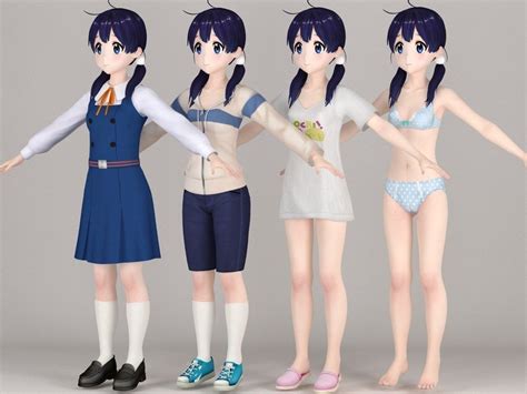 T Pose Nonrigged Model Of Tamako Kitashirakawa Anime Girl 3d Model Cgtrader