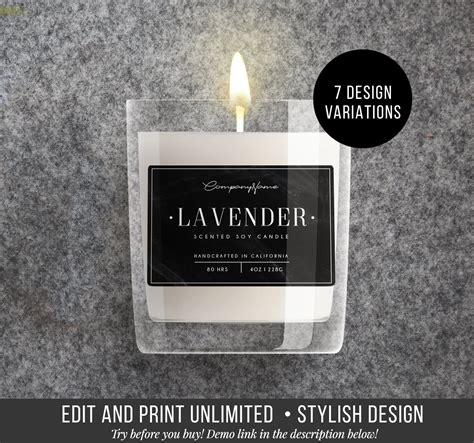 Candle Label Template Custom Product Label Editable Labels Etsy