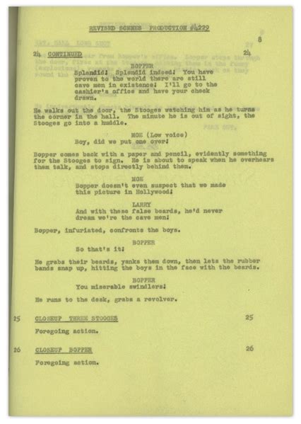 Lot Detail Moe Howards 9pp Script Dated August 1954 For The Stooges