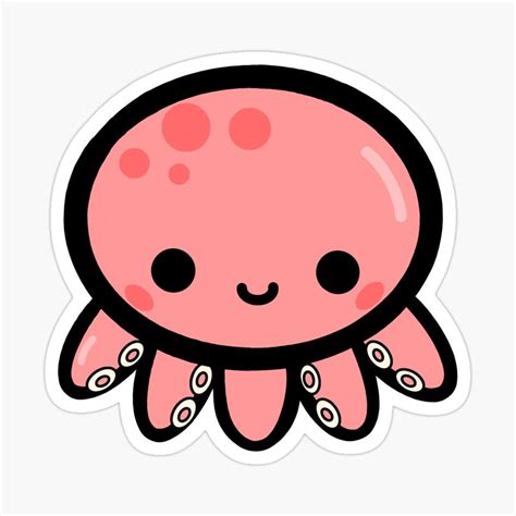 Happy Octopus Kawaii Sticker By Soba In Cute Octopus Cute Stickers Cute Kawaii Drawings