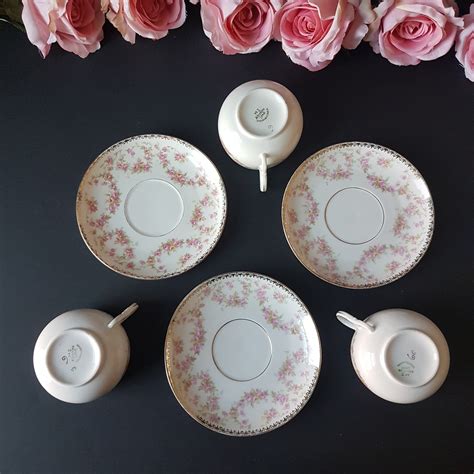 Antique Tea Cup And Saucer Mz Altrohlau Cmr Czechoslovakia Bridal Rose Pattern Czech Porcelain