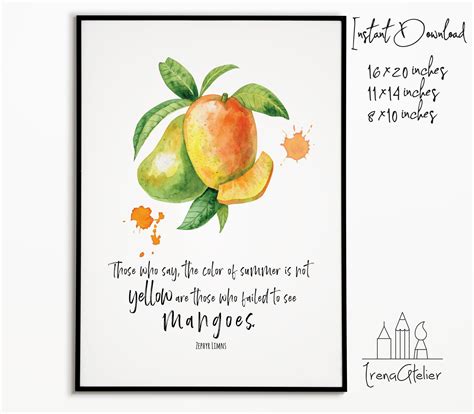 Printable Kitchen Art T Printable Mango Quote Poster Etsy Mango