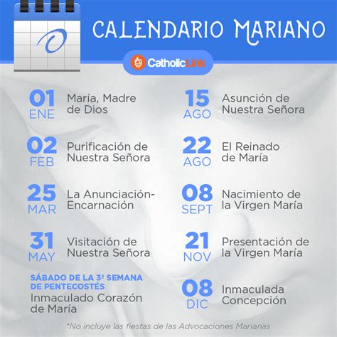 Infografía Calendario De Las Principales Fiestas Marianas Catholic Link