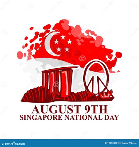 August 9 Happy Singapore National Day Stock Vector Illustration Of