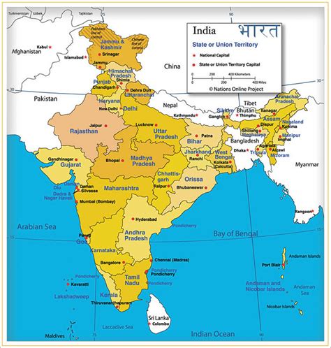 Capitals Of Indian States Map Printable Map