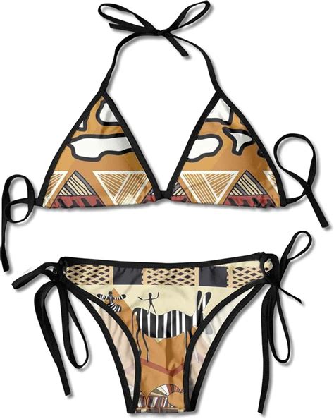 Ladies Halter Swimwear Printed Two Piece Bikini Sets Sexy Swimsuittribal Ethnic Style Hunting