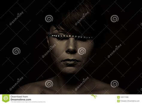 Emotion Expression Dark Girl Face Stock Photo Image Of Beauty Horror