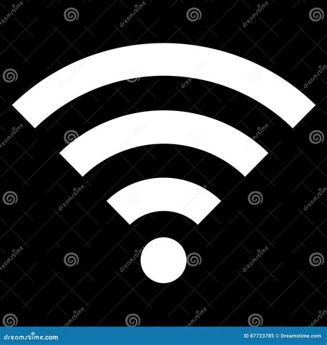 White Wifi Symbol Icon Isolated On A Black Background Stock