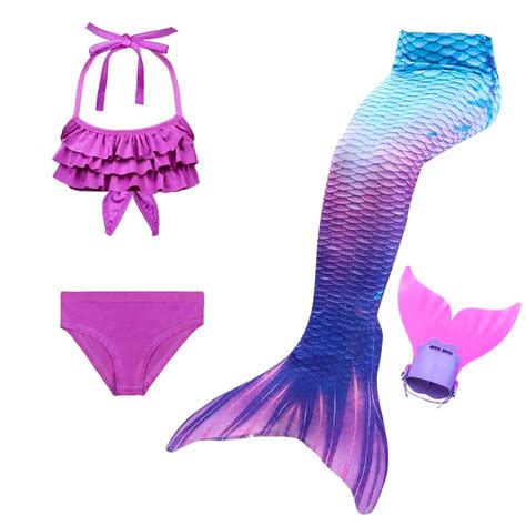 Girls Mermaid Tails Swimming Costume Cosplay Swimmable Bikini Bathing
