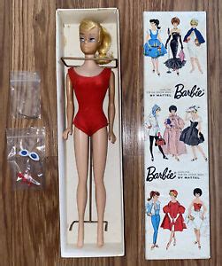 Vintage Barbie Red Swimsuit Platinum Swirl Blonde Ponytail
