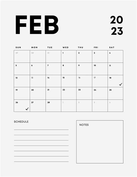 A Calendar With The Word Feb In Black And White On A White Background