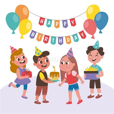 Kids Celebrating Birthday Party Stock Illustrations 1476 Kids