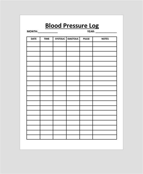 Printable Blood Pressure Log Medical Health Etsy