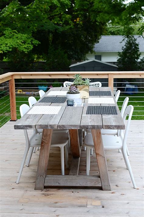 Outdoor dining tables for 8. White wash timber outdoor table - but needs more ...