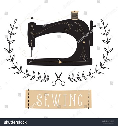 Download Vintage Sewing Machine Vector Illustration Stock Vector 247448857 - Shutterstock