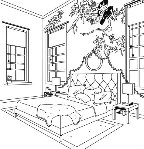 Hermoso Dormitorio Para Colorear Imprimir E Dibujar Coloringonly Com
