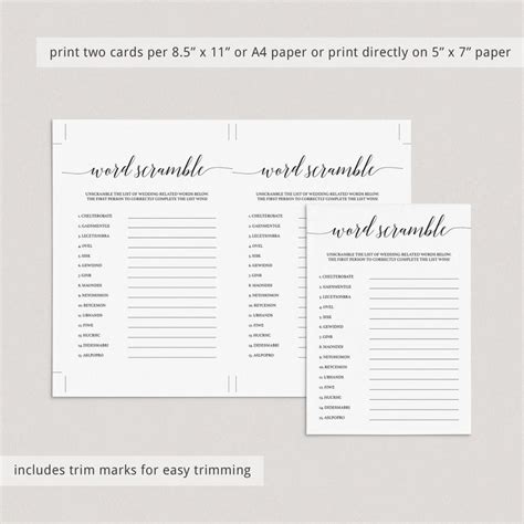 wedding word scramble answer key included bridal shower