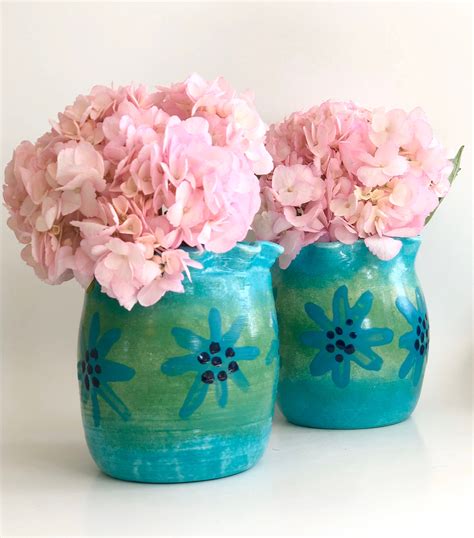 Turquoise Vase Handmade Wheel Thrown Vase Flower Vase Aqua Pot