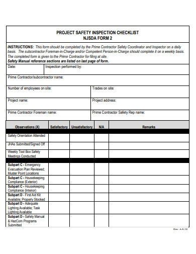 11 Daily Safety Inspection Checklist And Form Templates In Pdf Xls Doc