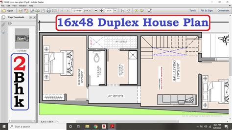16x48 2bhk House Plan Design With Parking Youtube