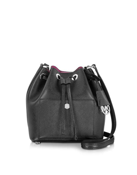 Michael Kors Greenwich Saffiano Leather Bucket Bag In Black Lyst