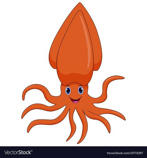 Cute Cartoon Squid Vector Image On Vectorstock Cute Cartoon Cartoon