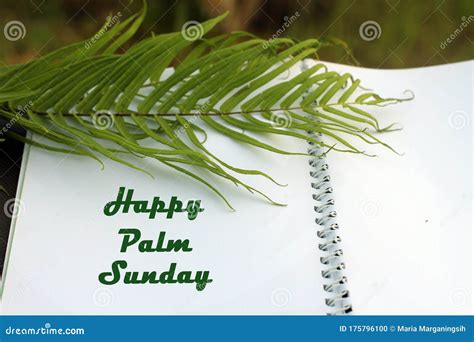 Happy Palm Sunday Palm Sunday Concept With Fern Leaf On An Open Spiral