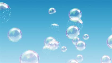 Looping Animation Of Soap Bubbles Floating And Moving Up Against A Cool