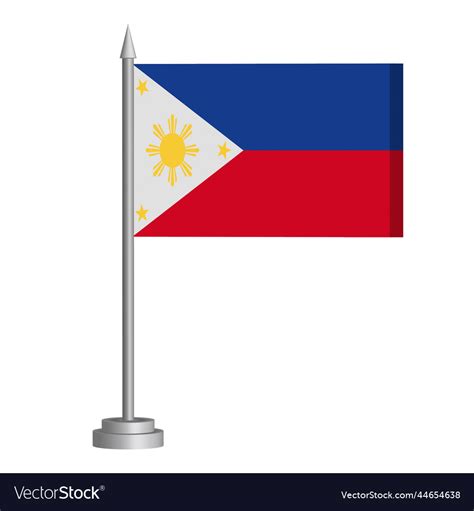Flag Of Philippines Flying On A Flagpole Stands Vector Image