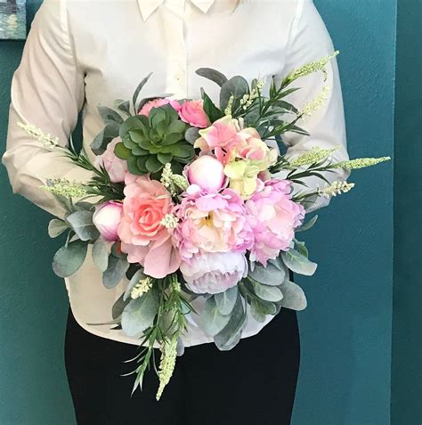 Please contact us to customize any styles. Soft Pink & Succulent Silk Bridal Bouquet-Succulent Bridal ...