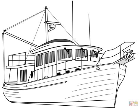 Trawler Yacht Coloring Page Free Printable Coloring Pages