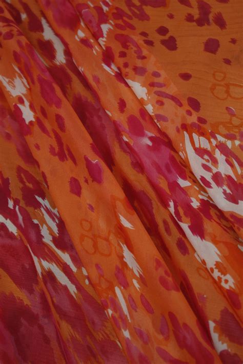 Leopard Orange Silk Chiffon Tessuti Fabrics Online Fabric Store