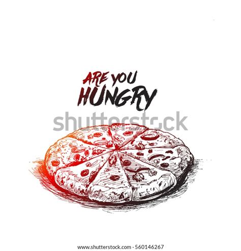 Slices Pepperoni Pizza Hand Drawn Sketch Stock Vector Royalty Free